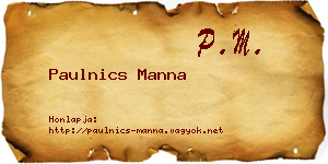 Paulnics Manna névjegykártya